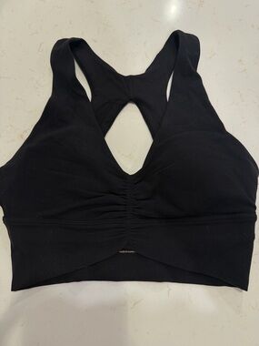 Aritzia Golden Volley Black Racerback Sports Bra